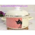 Enamelware soup pan pot with enamel handle and lid plastic knob with full decal